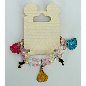 Disney Princess Charm Bracelet Stretch 6” 6 Charms Authentic Disney Parks